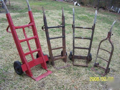 4 antique dollies material handling carts/hand truck