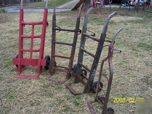 4 antique dollies material handling carts/hand truck