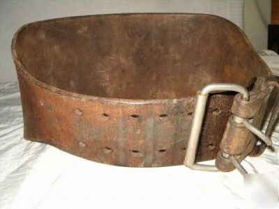 Work/back saver belt: h.d. cowhide,30-36â€ waist,vintage