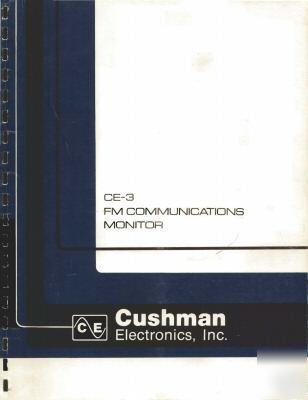 Cushman ce-3 fm service monitor op/service manual cd