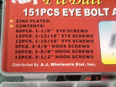 Eye bolt assortment 151 pc-plastic case $10.00 