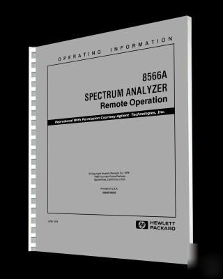 Hp - agilent 8566A remote operation manual