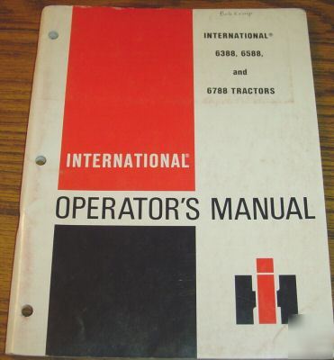 Ih 6388 6588 & 6788 tractor operator's manual book