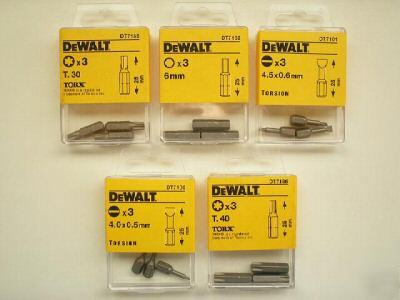 New dewalt drill screwdriver bits - 5 packs of 3 asstd