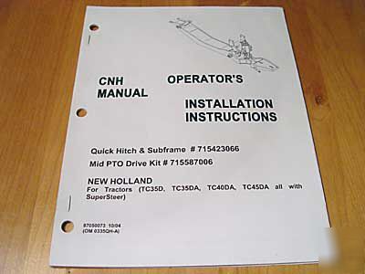 New holland quick hitch operator's manual TC35D TC40DA