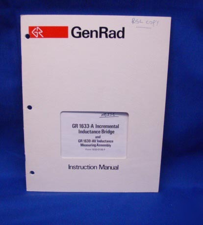 General radio gr 1633-a 1630-av manual schematics