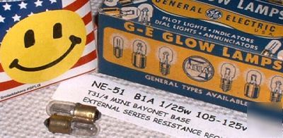 Ne-51 NE51 B1A neon vintage radio tube test lamp bulb 2