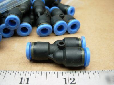 Tube fittings 1/4 y push to connect reuseable 5 per pkg