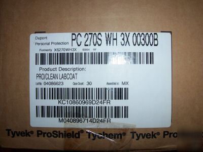30 proclean dupont PC270 white disposable lab coats 3X