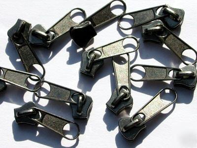 #5 molded plastic zipper sliders long black nickel 50PC