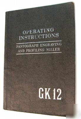 Deckel GK12 pantograph engraving machine manual