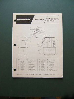 Enerpac eem 425,435,445 eer 435,445 repair parts manual