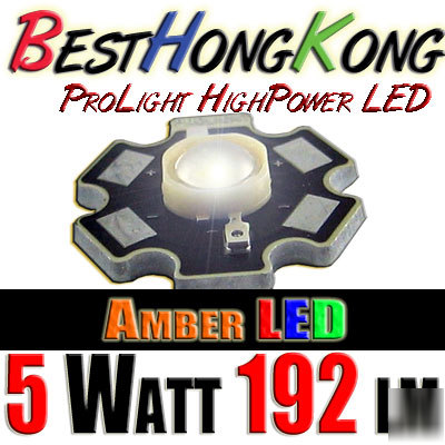 High power led set of 10 prolight 5W amber 192 lumen