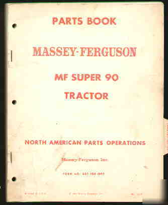 Massey-ferguson mf super 90 tractor parts book 1961