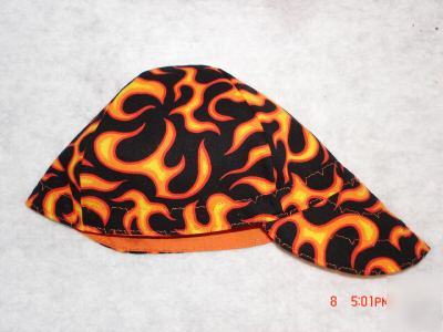 Welding cap beanie style reversible - orange flame