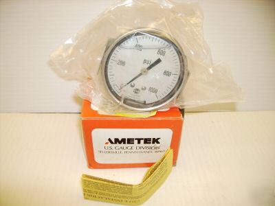 Ametek pressure us gauge 0 -1000 psi glycerine filled 