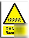 Danger razor wire sign-adh.vinyl-300X400MM(wa-069-am)
