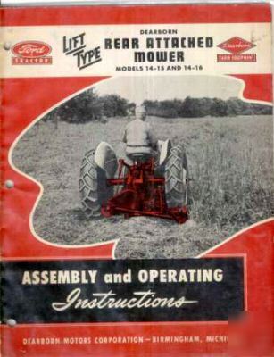 Ford tractor rear attached mower manual 1950