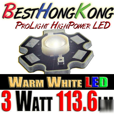 High power led set of 50 prolight 3W warm white 114LM