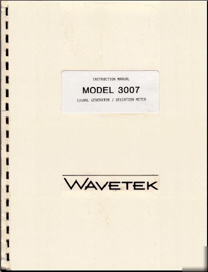 Wavetek 3007 service and operating manual w/text search