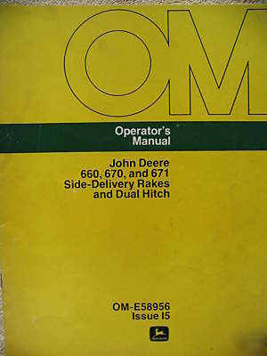 John deere 660 670 671 rake & dual hitch ops manual