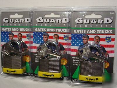 New lot of 3 guard padlock max security steel #740