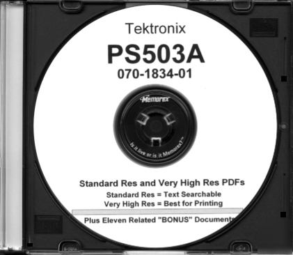 Tek PS503A svc/op manual 2 res txtsrch+freeship+extras 