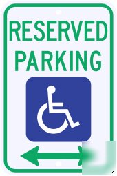 Handicap parking sign ada w/ symbol & arrows 12
