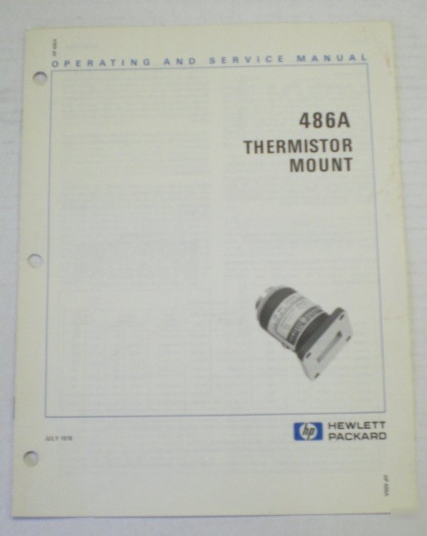 Hp hewlett packard 486A thermistor mount manual $5 ship