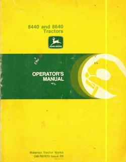 John deere operator's manual 8440 8640 tractor tractors