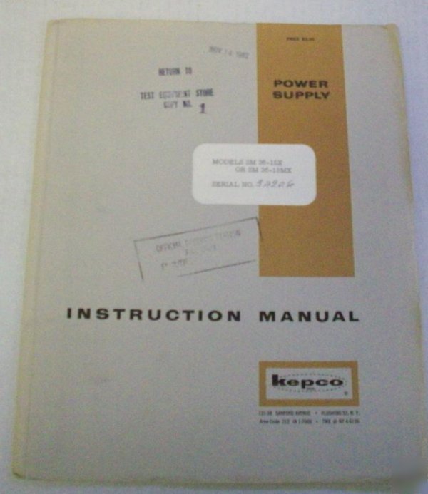 Kepco abc 40-0.5M operating and service manual $5 ship