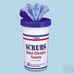 Scrubs hand cleaner towels - 30/canister - 6/case