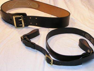 Black sam browne belt w/shoulder strap - size 40/42