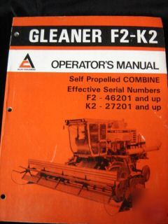 Allis chalmers gleaner F2 - K2 combine operators manual