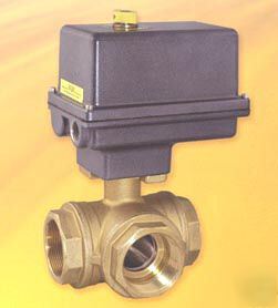Electric actuated brass 3 way ball valve 1