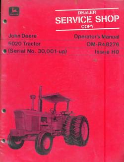 John deere operators manual for 5020 tractor tractors m