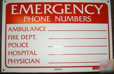 Sign for public areas- phone #s- large 18X12 plastic