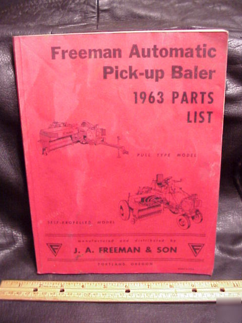 1963 freeman automatic pick-up baler owners manual orig