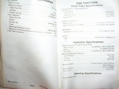 Case tractor specifications book
