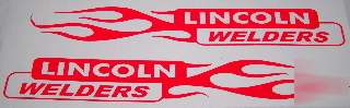 New lincoln welders 1-pair reflective red flames decals 