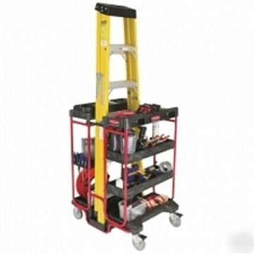 Rubbermaid ladder cart mobile shelf push storage unit