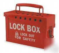New brady 65699 red portable metal lockout lock box