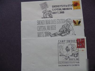 3 fdc fire fighter smokey bear first day cover cachet