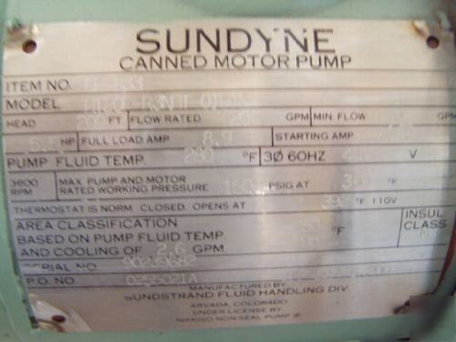 Sundyne canned motor pump item no. cp-834