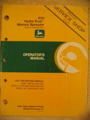 John deere 450 hydra push manure spreader ops manual