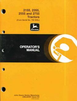 John deere tractor operators manual 2155 2355 2555 2755