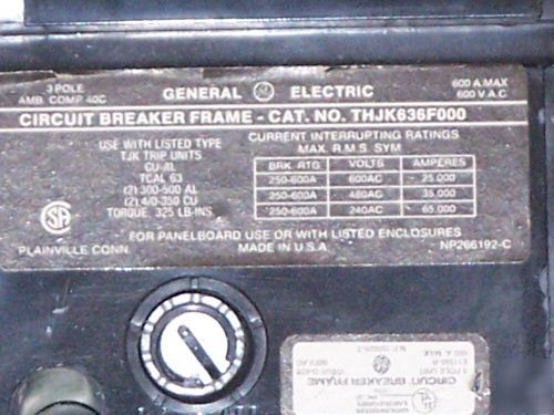 Ge THJK636F000 used circuit breaker 600A 600 a amp 
