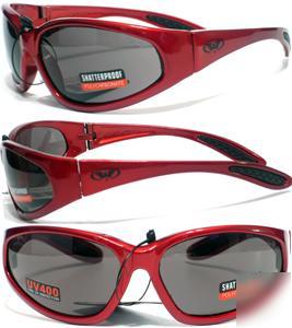 Hercules safety glasses red frame sunglasses smoked
