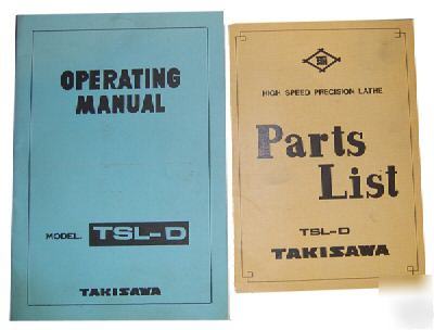 Takisawa tsl-d operating manual & parts list