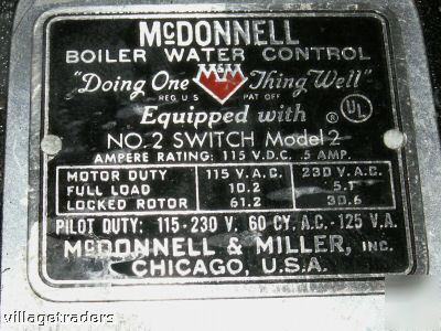 Mcdonnell no 47 boiler water control & no 2 switch 